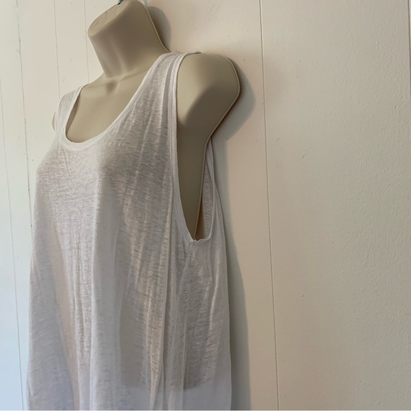 Majestic Filature White 100% Linen Asymmetrical Tank Top size 4 - Picture 4 of 6